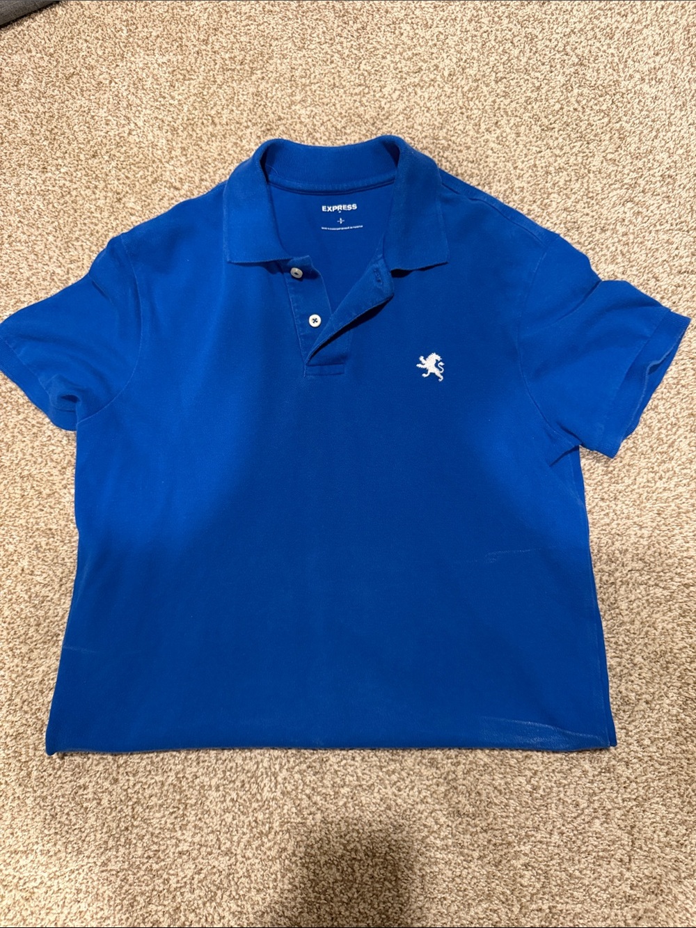 Express Royal Blue Polo with White Lion Patch